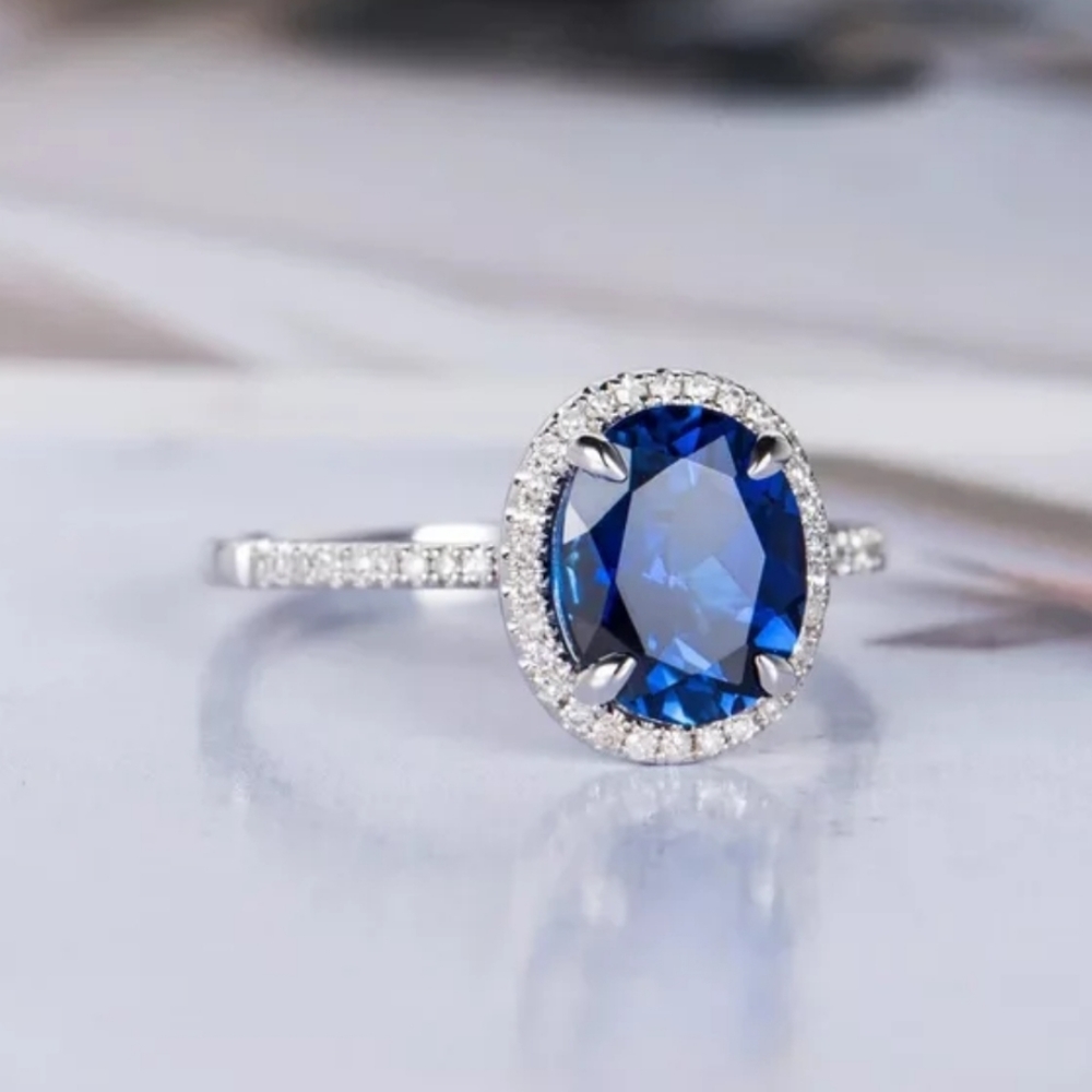 Simulated Blue Sapphire Ring - Picture 2 of 4